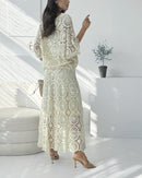 Clidress Boho Hollow-out Top & Skirt Crochet Set