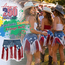 USA 250th Anniversary Patriotic Denim Fringe Belt