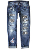 Fashionable Slim Fit Printed Jeans