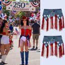 USA 250th Anniversary Patriotic Denim Fringe Belt